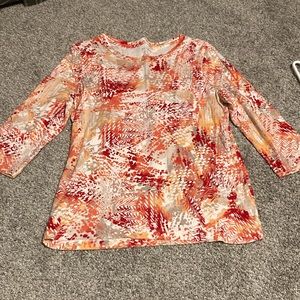 Studio Works red multi color top, size medium